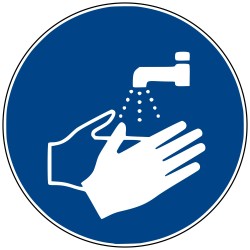 Autocollant vinyl - Signalisation obligation. Lavage des mains obligatoire - Diamètre de 200 mm